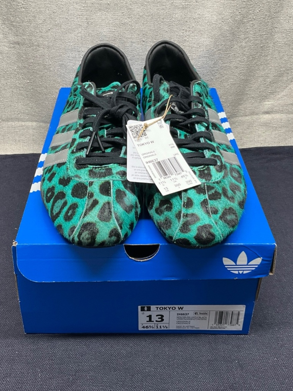 Adidas Originals Tokyo W Green Leopard Print Cow Fur Sneakers IH6637 Size 13 NIB